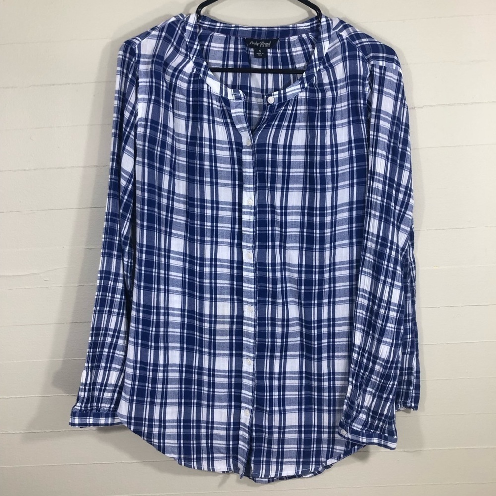 Lucky Brand Plaid Cotton Button Down SZ S